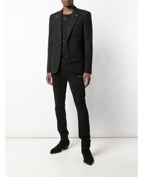 Мужской черный пиджак из бисера с вышивкой от Saint Laurent