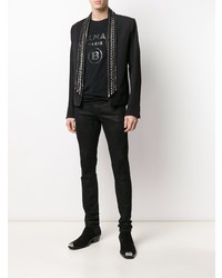 Мужской черный пиджак из бисера от Balmain