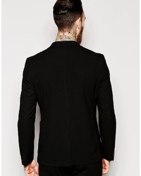 Мужской черный пиджак из жатого хлопка от Asos