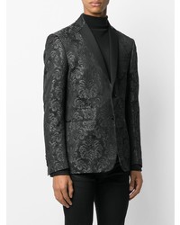 Мужской черный пиджак из парчи с принтом от Philipp Plein