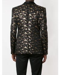 Мужской черный пиджак из парчи с принтом от Dolce & Gabbana