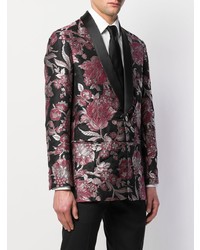 Мужской черный пиджак из парчи с цветочным принтом от Christian Pellizzari