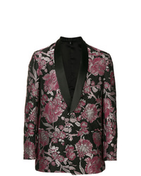 Мужской черный пиджак из парчи с цветочным принтом от Christian Pellizzari