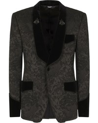 Мужской черный пиджак из парчи с цветочным принтом от Dolce & Gabbana
