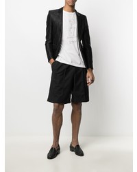 Мужской черный пиджак из парчи с цветочным принтом от Saint Laurent