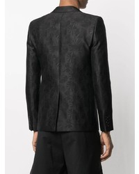 Мужской черный пиджак из парчи с цветочным принтом от Saint Laurent