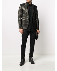 Мужской черный пиджак из парчи от Saint Laurent