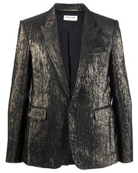 Мужской черный пиджак из парчи от Saint Laurent