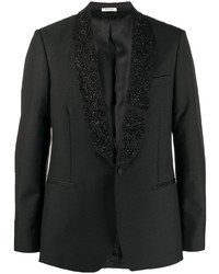 Мужской черный пиджак с вышивкой от Alexander McQueen