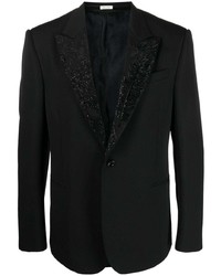 Мужской черный пиджак с вышивкой от Alexander McQueen