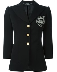 Женский черный пиджак с вышивкой от Alexander McQueen