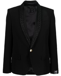 Мужской черный пиджак с вышивкой от Balmain