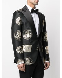 Мужской черный пиджак с вышивкой от Billionaire