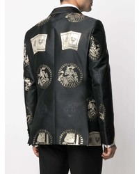 Мужской черный пиджак с вышивкой от Billionaire