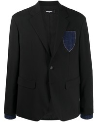 Мужской черный пиджак с вышивкой от DSQUARED2