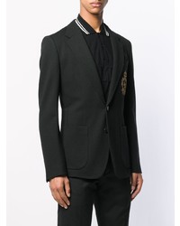 Мужской черный пиджак с вышивкой от Dolce & Gabbana