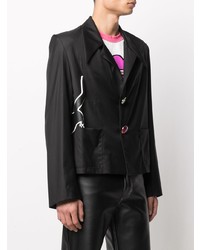 Мужской черный пиджак с вышивкой от DUOltd