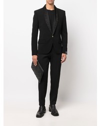 Мужской черный пиджак с вышивкой от Balmain