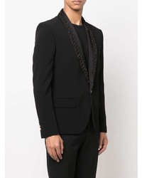 Мужской черный пиджак с вышивкой от Balmain