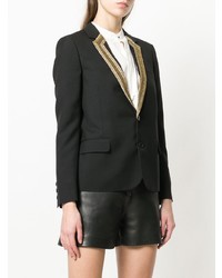 Женский черный пиджак с вышивкой от Saint Laurent