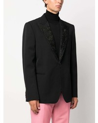 Мужской черный пиджак с вышивкой от Alexander McQueen