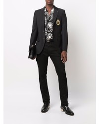Мужской черный пиджак с вышивкой от Billionaire