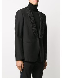 Мужской черный пиджак с вышивкой от Alexander McQueen