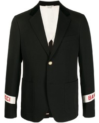 Мужской черный пиджак с вышивкой от Gucci