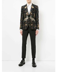 Мужской черный пиджак с вышивкой от Alexander McQueen