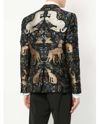 Мужской черный пиджак с вышивкой от Alexander McQueen