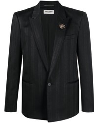 Мужской черный пиджак с вышивкой от Saint Laurent