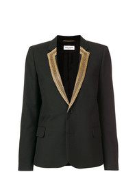 Женский черный пиджак с вышивкой от Saint Laurent