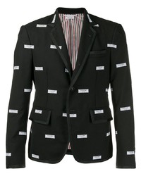 Мужской черный пиджак с вышивкой от Thom Browne