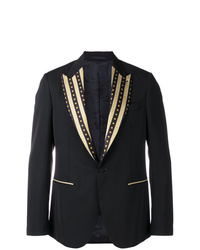 Мужской черный пиджак с вышивкой от Versace