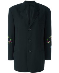 Женский черный пиджак с вышивкой