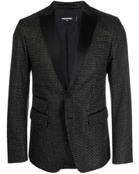 Мужской черный пиджак с геометрическим рисунком от DSQUARED2