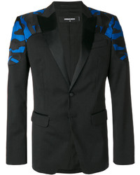 Мужской черный пиджак с камуфляжным принтом от DSQUARED2