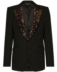 Мужской черный пиджак с леопардовым принтом от Dolce & Gabbana