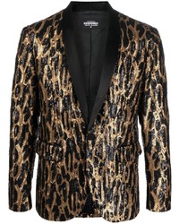 Мужской черный пиджак с леопардовым принтом от DSQUARED2