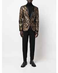 Мужской черный пиджак с леопардовым принтом от DSQUARED2