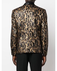 Мужской черный пиджак с леопардовым принтом от DSQUARED2