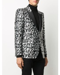 Мужской черный пиджак с леопардовым принтом от Just Cavalli