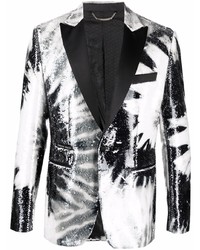 Мужской черный пиджак с пайетками c принтом тай-дай от Philipp Plein