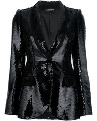 Женский черный пиджак с пайетками от Dolce & Gabbana