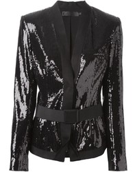 Женский черный пиджак с пайетками от Donna Karan