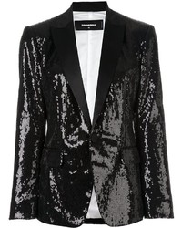 Женский черный пиджак с пайетками от Dsquared2