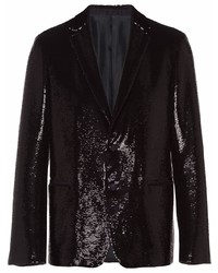 Мужской черный пиджак с пайетками от Prada