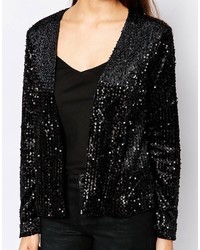 Женский черный пиджак с пайетками от Minimum