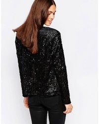 Женский черный пиджак с пайетками от Minimum