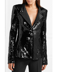 Женский черный пиджак с пайетками от Brandon Maxwell
